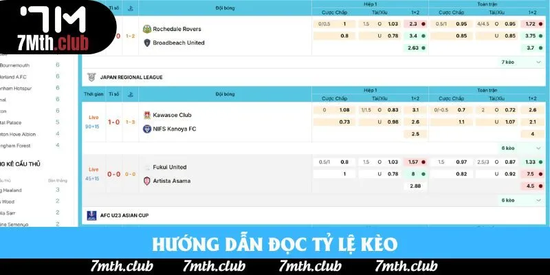Hướng dẫn đọc tỷ lệ kèo Hướng dẫn đọc tỷ lệ kèo